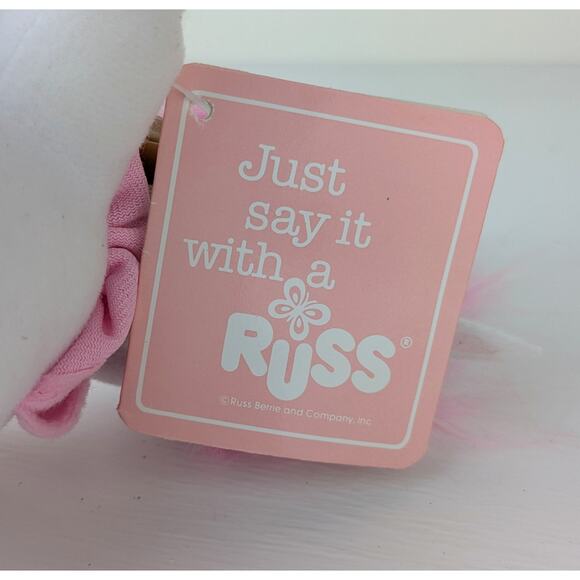 VTG Russ Luv Pet Easter Bunny Troll Doll w/ Tags 5" Girl Pink White Pajamas - Picture 6 of 7